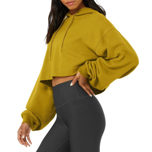 Sudadera con Capucha para Mujer, Talla Grande, Personalizable con Logotipo OEM, Cuello Redondo, Estilo Holgado, Teñido Sólido, Transpirable, de Forro Polar, para Invierno - Product Image 6