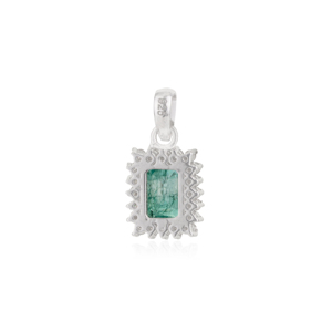 Pendentif halo en argent sterling 925 fait main, émeraude et diamant 100% authentiques, prix de gros pour femmes, bijoux en vrac - Product Image 5