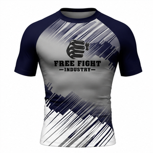 Ensemble Rash Guard Extensible à Manches Courtes pour Homme Adulte MMA BJJ Grappling Respirant Séchage Rapide Léger Spandex/Polyester - Product Image 1