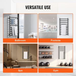 Scaldasalviette da Parete a 10 Barre, Impermeabile IPX5, con Display LED e Timer, Finitura Spazzolata per Bagno - Product Image 2