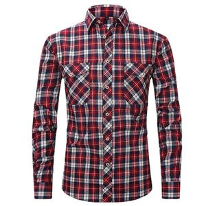Chemise à carreaux à manches longues pour homme, coupe classique, motif tissé décontracté, bleu et noir - Product Image 3