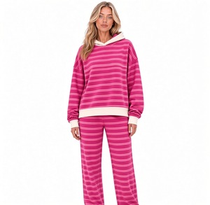 Conjunto de Sudadera y Pantalones Casuales para Mujer, Sudadera Holgada con Hombros Caídos, Pantalones Anchos con Cordón Ajustable, Ropa de Tela Suave Premium - Product Image 6