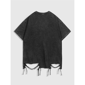 Men's Graphic Tees Y2k <b>Tops</b> Hip Hop Lip Goth Ripped Short Sleeve T-Shirts <b>Grunge</b> <b>Top</b> - Product Image 3