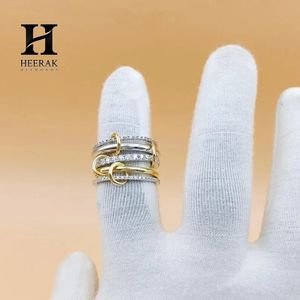 Anillo de Diamantes Cultivados en Laboratorio Multibanda Interconectados de Lujo, Anillo Enlazado de Oro de Dos Tonos de 14K - Product Image 5