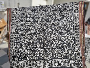 Elegant Handmade Cotton Sarong Pareo Scarf Wooden Block Print Leaf Pattern Lightweight Wholesale Beachwear for Women - Product Image 6