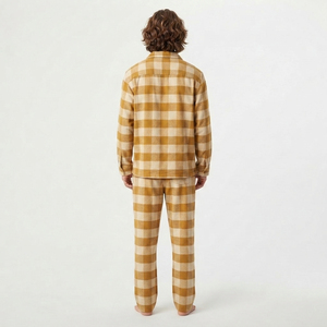 Conjunto de Pijama de Franela 100% Algodón para Hombre, Camisa a Cuadros con Botones, Conjunto de Pijama de Franela de Alta Calidad para Hombre - Product Image 3