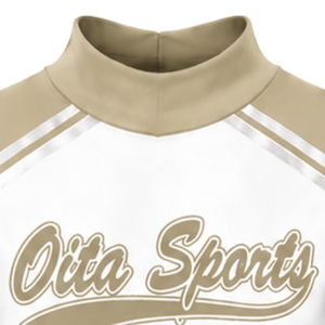 Beige <b>White</b> Sublimated Cheer <b>Long</b> Sleeve Uniform Set Pleated <b>Skirt</b> Athletic Team Sportswear Training Practice Performance - Product Image 4