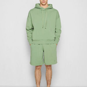 Ensemble de survêtement pour homme 100% polyester, 2 pièces, sweat à capuche athlétique, manches courtes, ensemble décontracté de sweat à capuche et short de sport - Product Image 3