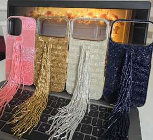 Fundas para Teléfono con Borlas de Cuentas y Pedrería Hechas a Mano, Accesorios Móviles de Cristal Brillante de Lujo - Product Image 6