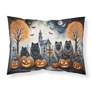 Keeshond ปลอกหมอนตกแต่งลายฮาโลวีนแบบมาตรฐานน่ากลัวน้ำหนักเบาและนุ่มมากดูแลง่ายปลอกหมอนอิง - Product Image 1