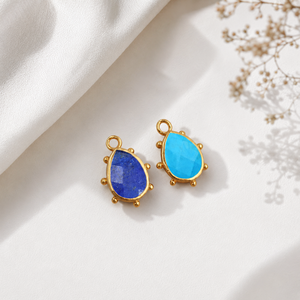 Colgante de Topacio Azul Natural en Forma de Lágrima con Cuentas Doradas, Gemas Facetadas para Fabricación de Joyería y Collares DIY - Product Image 4