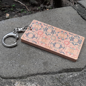 Custom Rectangle Wood Key Chain Floral Holder <b>Ring</b> Charm for Souvenir Gifts - Product Image 2