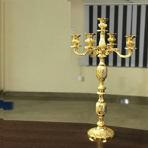 Gold Candelabra 5 Arms for Wedding Centerpieces Hot Selling Handmade <b>Candlestick</b> Holder 5 Candle for Lighting Decoration - Product Image 1