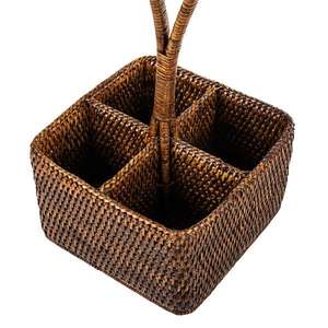 Portautensilios Cuadrado de Ratán de Alta Calidad, Ecológico, Ligero, Apto para Alimentos, con 4 Compartimentos, Tejido a Mano - Product Image 2