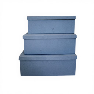 High Quality Handmade Recycled Cotton Denim Paper Cardboard Plain Blue Color Fancy Gift <b>Packing</b> <b>Box</b> For Festival - Product Image 1