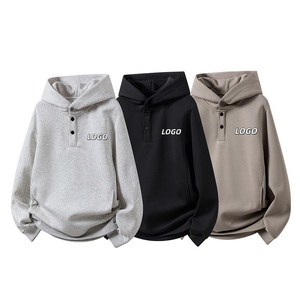 Sweat à capuche décontracté pour homme - Nouveau style automne-hiver - Style américain - Surdimensionné - À boutons - 100% coton - Vêtement de sport tendance - Product Image 3