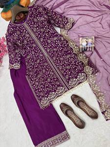 Heavy Embroidered Sharara Suit Set Women Ethnic Wear Designer Pakistani Salwar Kameez With Dupatta Luxury Wedding <b>Party</b> Outfit - Product Image 5