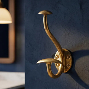 Solid Brass Double <b>Coat</b> Hook Metal Moroccan Entryway Hook & Hanger - Product Image 1