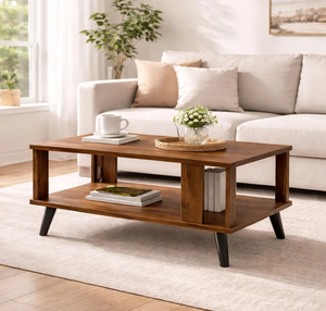 Table basse industrielle en bois foncé personnalisée OEM pour salon, prix d'usine, fournitures en gros - Product Image 1