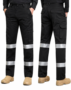Men's Navy Blue <b>Work</b> <b>Pants</b> with Reflective Stripes Cotton <b>Cargo</b> Uniform <b>Pants</b> for Industrial Use - Product Image 2