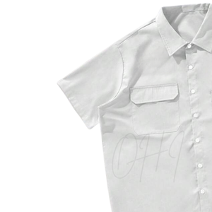 Camisa Blanca Personalizable de Manga Corta para Hombre, 100% Algodón, Logotipo Frontal, Fabricación OEM/ODM, Diseño Moderno con Bolsillo Utilitario - Product Image 3