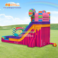Toboggan aquatique gonflable à double voie avec grande piscine, toboggan aquatique gonflable professionnel pour parc d'attractions extérieur