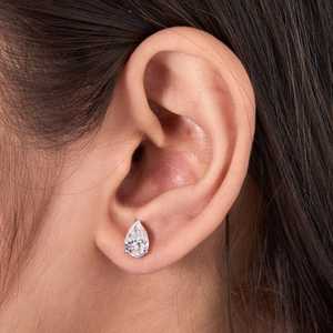 Ready to Ship Lab Grown 1.01CT VS1 Pear Cut Diamond <b>Stud</b> <b>Earrings</b> For Unisex 14K White Gold <b>Fine</b> Anniversary Promise Gift Her - Product Image 3