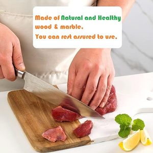 Planche à découper élégante en marbre et bois naturel, artisanale, pour servir et hacher - Product Image 2