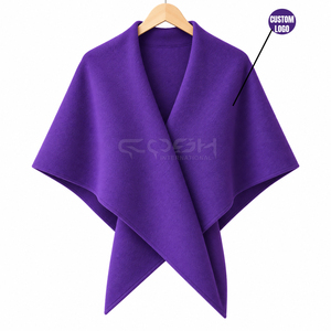 Capa elegante de mezcla de lana morada de la hermandad Cosh International Sorority con mangas de murciélago y cuello chal para uso en invierno. - Product Image 5