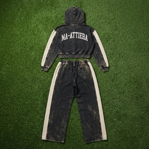women tracksuit set cropped <b>hoodie</b> wide leg sweatpants two piece outfit acid wash tracksuit <b>rhinestone</b> <b>hoodie</b> zip up <b>hoodie</b> - Product Image 6