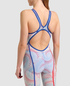 Traje de baño de una pieza para mujer, sin espalda, con patrón geométrico en el cuello, ribete en contraste, de elastano y nailon elástico, ajuste regular, corte alto en la pierna. - Product Image 5