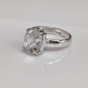Faceted White Topaz Gemstone <b>Ring</b> 925 Silver Crystal <b>Ring</b> <b>Dainty</b> Minimalist <b>Ring</b> For Her - Product Image 6