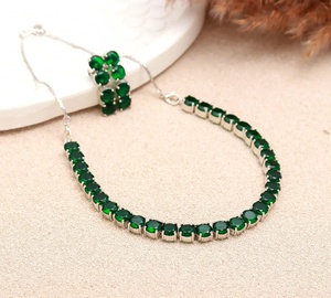 Top Selling Classic Emerald Gemstone Necklace Set White Gold Plated Wedding Jewellery Gift for Her - Product Image 3