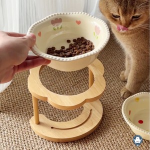 Portable Waterproof Raised Pet <b>Bowls</b> Set Bamboo <b>Stand</b> for <b>Dogs</b> & Cats Adjustable Food/Water Feeder - Product Image 3