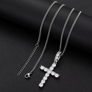 Collier en argent sterling 925 de haute qualité pour hommes et femmes, pendentif croix hip-hop 2,8 cm_5,6 cm, 3,64 carats de moissanite, bijoux fins - Product Image 1