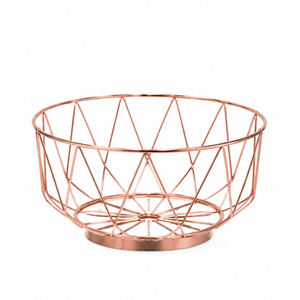 Corbeille à fruits moderne en fil métallique or rose, vente en gros, bol à fruits géométrique pour comptoir et support de rangement pour légumes pour la décoration intérieure - Product Image 1