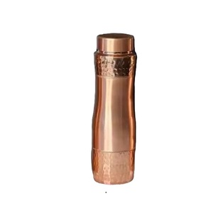 Pure <b>Copper</b> <b>Water</b> <b>Bottle</b> with Handle Leak Proof Hammered Design - Product Image 1