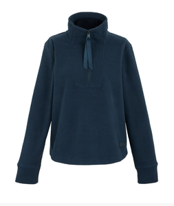 Sudadera de cuello alto de forro polar personalizada de alta calidad, estilo pulóver con hombros caídos, cómoda y holgada para mujer, con cuello simulado y bolsillos. - Product Image 4