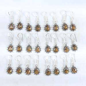 Pendientes Colgantes de Cuarzo Ahumado en Plata de Ley 925 Hechos a Mano, los Más Vendidos, Venta al por Mayor, Fabricantes de Joyería Artesanal con Piedras Preciosas - Product Image 1