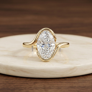 LILABA ENTERPRISE Bague pour femme en or jaune 18 carats avec diamant de laboratoire de 3,50 carats taille ovale, style bypass, pour usage quotidien - Product Image 3