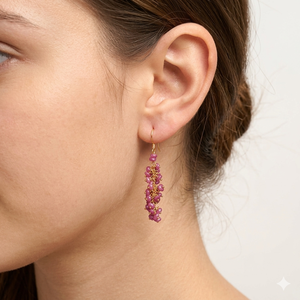 Natural Ruby 925 Sterling Silver Ethnic Jewelry 3 Micron <b>Gold</b>-Plated Cute <b>Dangle</b> <b>Earrings</b> 2.6" Design Women's Gift - Product Image 1