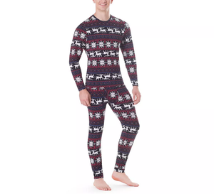 Men Striped <b>Thermal</b> <b>Underwear</b> Set Long Sleeve Crew Neck 2 Piece Winter Warm Base Layer Compression Wear - Product Image 5