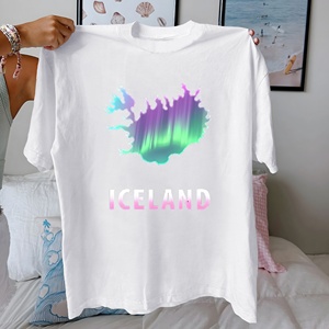 Iceland đèn phía Bắc Silhouette tinh khiết bông của phụ nữ áo thun thoải mái phù hợp - Product Image 3