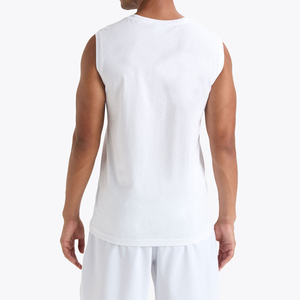 Camiseta sin Mangas Blanca para Hombre, Cuello Redondo, Algodón Sólido, Ropa Casual, Gimnasio, Camiseta Deportiva para Hombre - Product Image 2