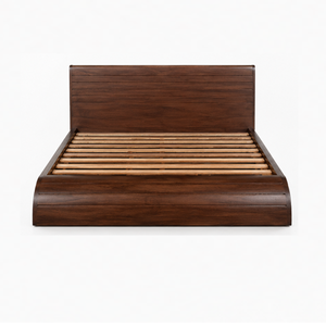 Cadre de lit de rangement en bois massif avec tête et pied de lit incurvés, fabricant de meubles de chambre modernes - Product Image 2