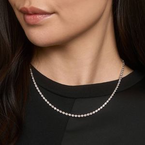 East-West Bezel Tennis <b>Necklace</b> With 10 CTW Oval Cut Lab-Grown Diamonds in Yellow Gold - Product Image 4