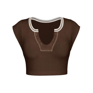 Top Corto de Tela Suave, Ajuste Cómodo, Estilo Casual Diario, Top Corto para Mujer, Ligero - Product Image 1