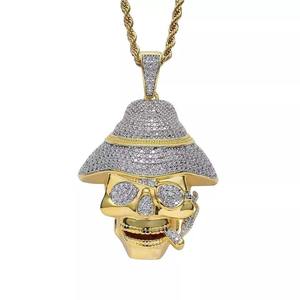 Colgantes de Esqueleto de Personajes de Dibujos Animados Hip Hop, Bañados en Oro con Diamantes, Ideales para Regalos de Boda, con Cadena de Cuerda - ¡Venta Caliente! - Product Image 1