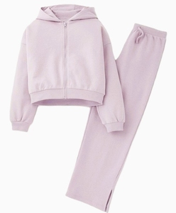 Ensemble 2 pièces tricoté pour femme : Crop top zippé à capuche et pantalon ample, respirant, décontracté, idéal pour l'automne - Product Image 4