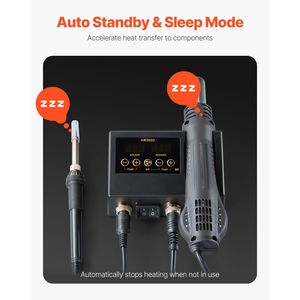 Stazione di Rilavorazione ad Aria Calda Digitale 750W 2-in-1 con Saldatore a Temperatura Regolabile e Punta a Pinzetta da 60W - Product Image 5
